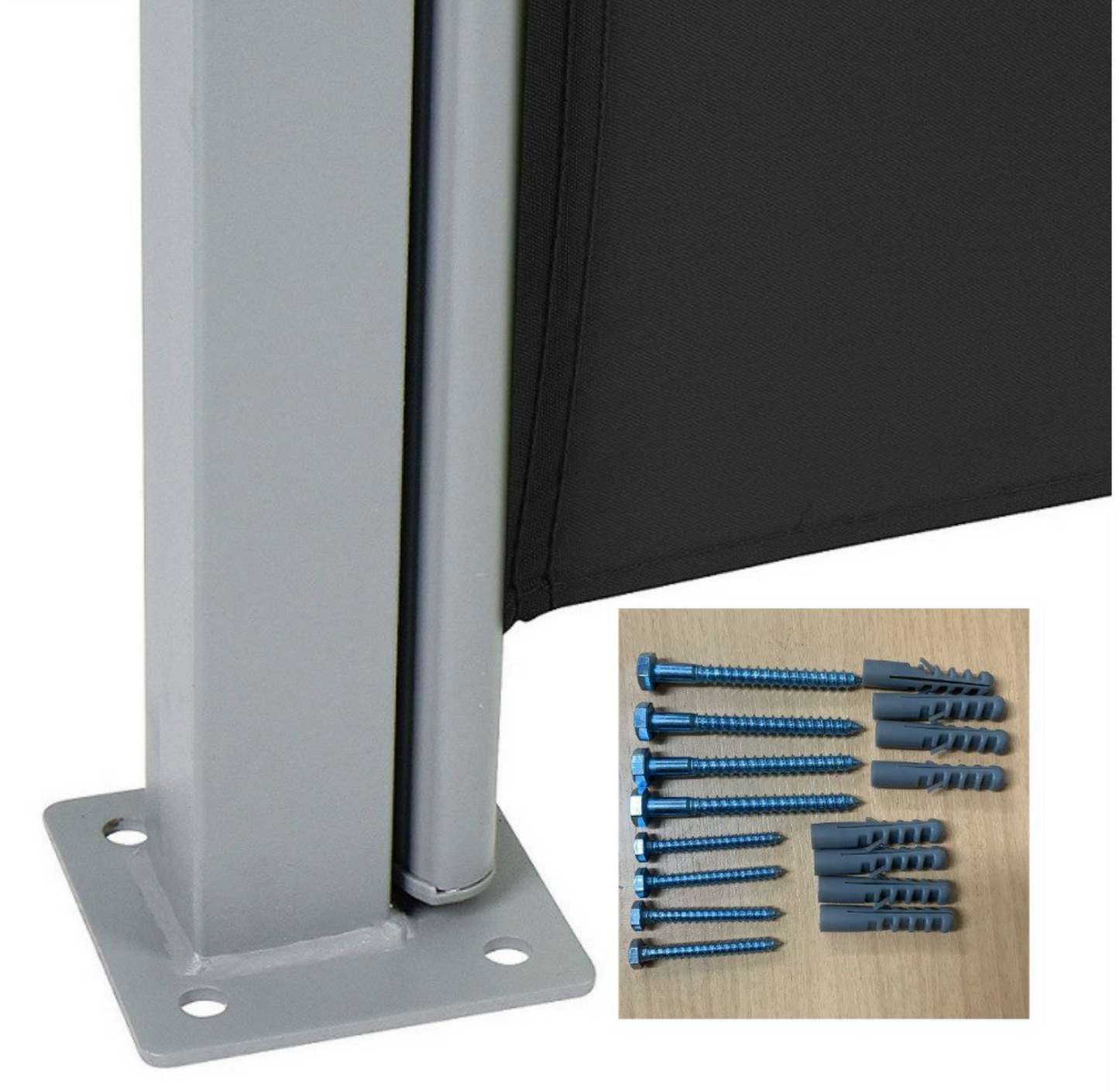 Retractable awning in Black or Dark grey - Multiple sizes available
