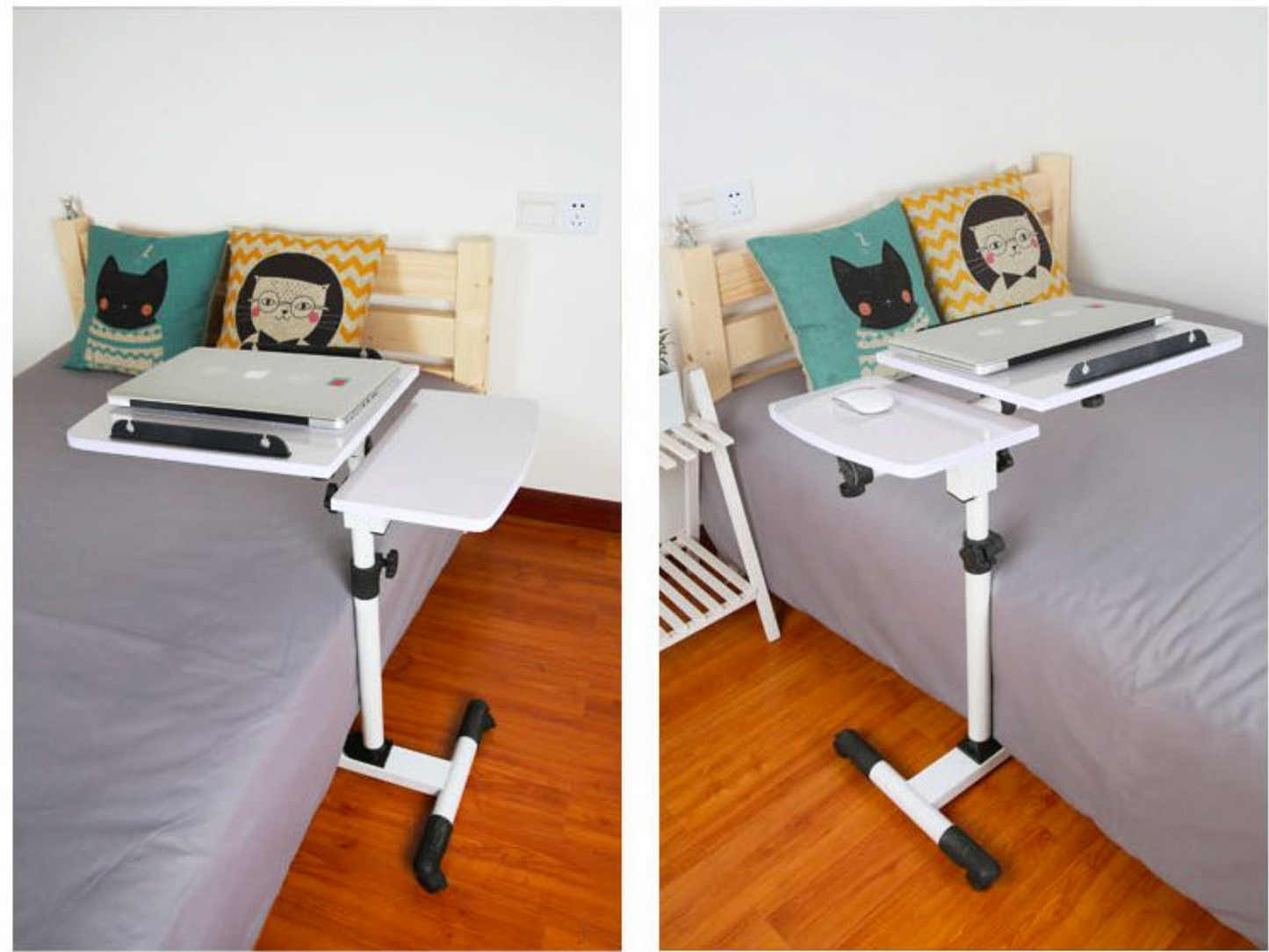 White Adjustable Height/Angle Laptop Desk on Wheels