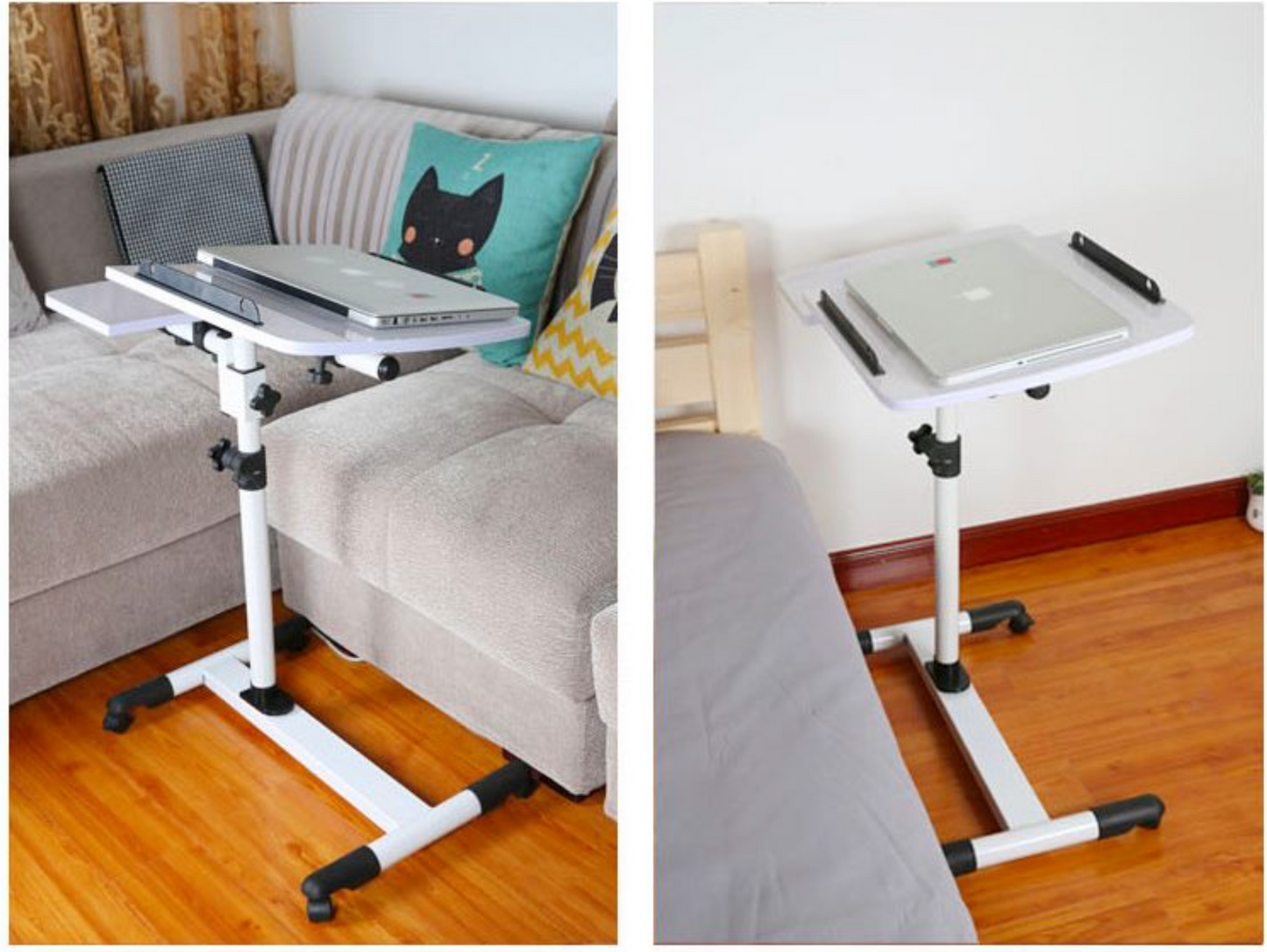 White Adjustable Height/Angle Laptop Desk on Wheels