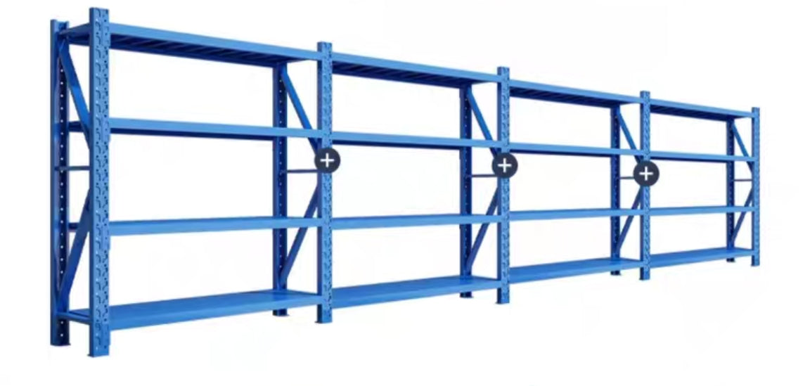 Heavy duty Shelving unit 8m (L) x 0.5m (W) x2m (H) 200kg per shelf, total 2400kg carry, Free delivery in Christchurch