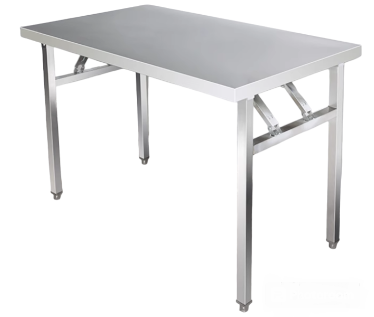 Foldable bench, stainless steel top, workbench, bench