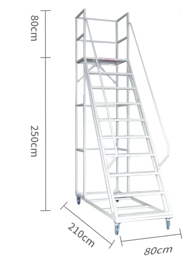 Brand New Rolling /mobile Warehouse Ladder with Work Platform -Blue, Multiple sizes available
