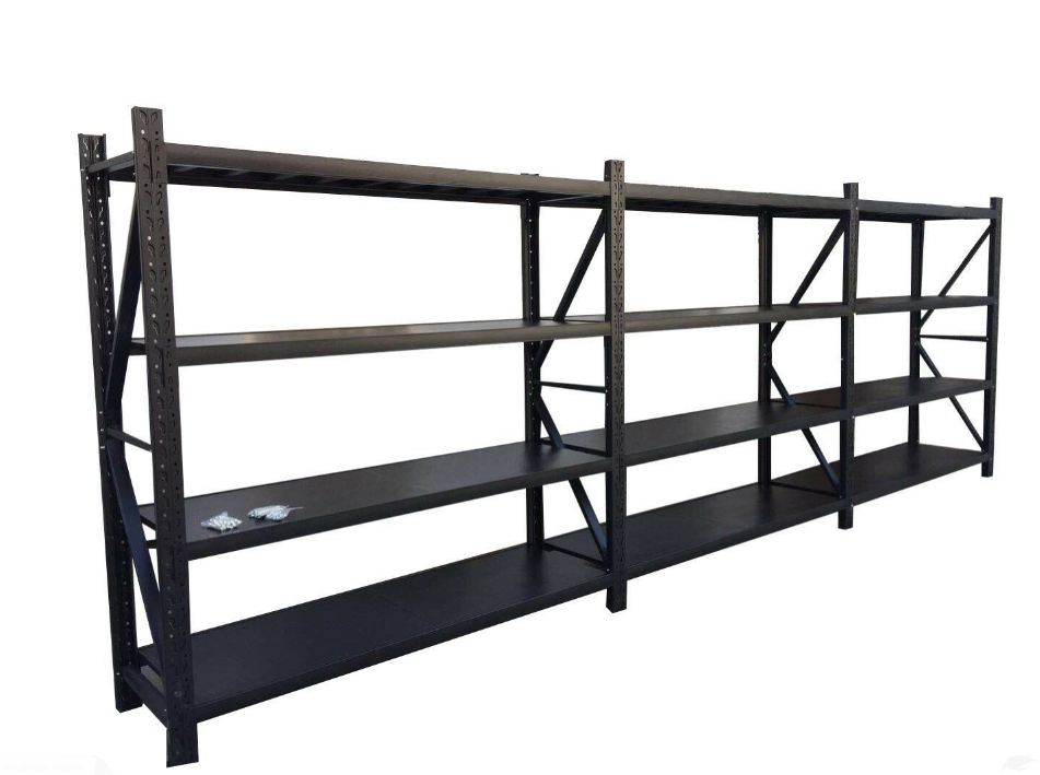Heavy duty shelving unit 1.5m L x 600mmD x 2m H, 4 shelves, 200kg per shelf