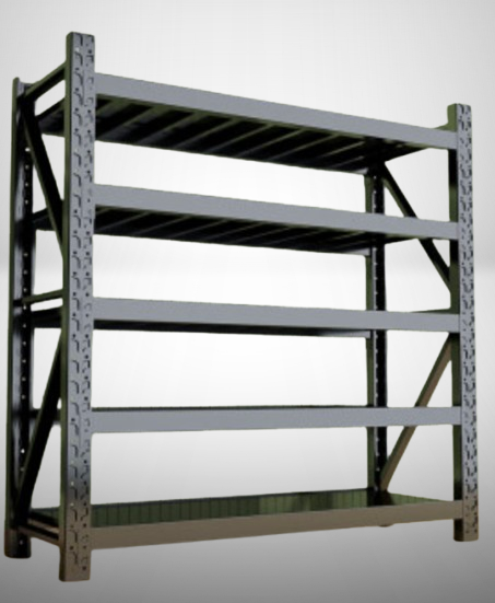 Heavy duty steel shelving unit with five adjustable shelves