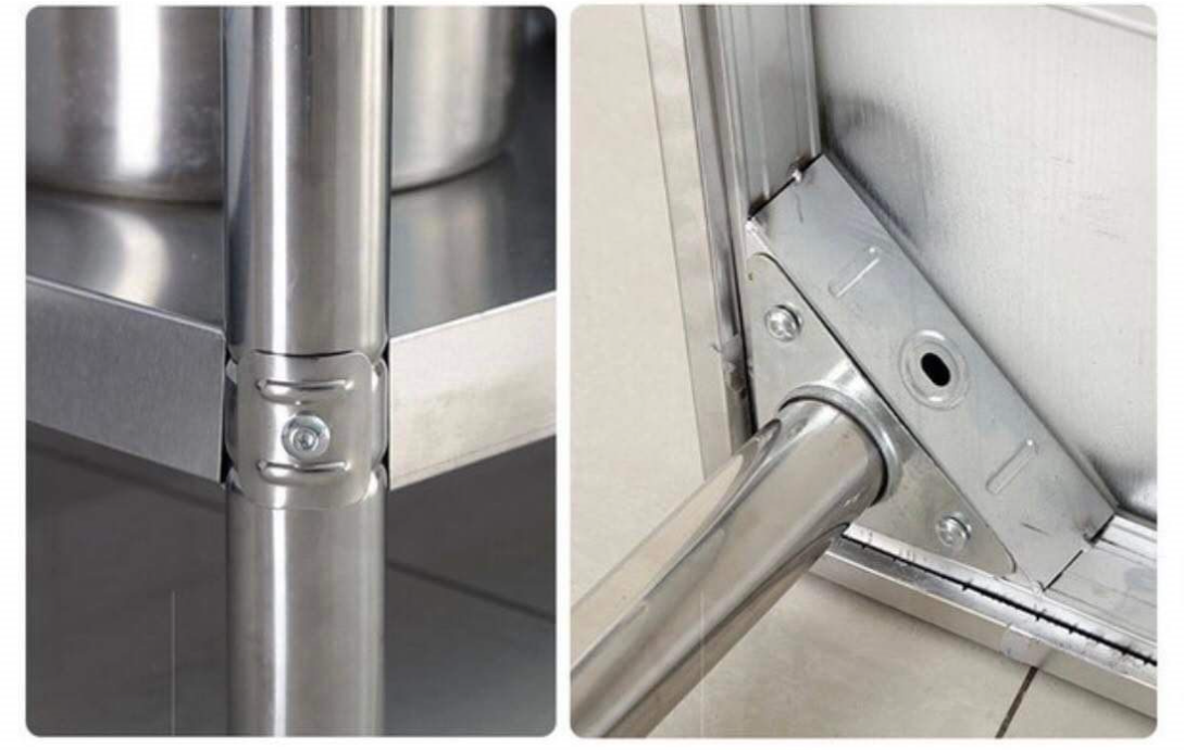 Kitchen stainless steel workbench with splash back 600mm deep- 3 tier Multiple sizes available