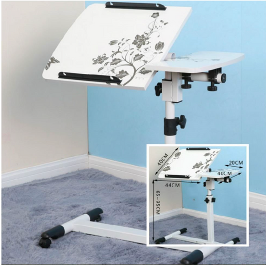 White Adjustable Height/Angle Laptop Desk on Wheels