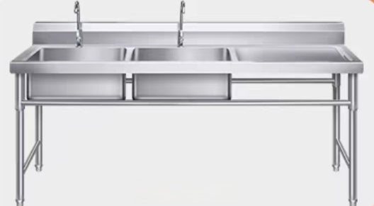 Stainless Steel Freestanding Right or Left double-Sink with bench + splash back 1800*600*900mm