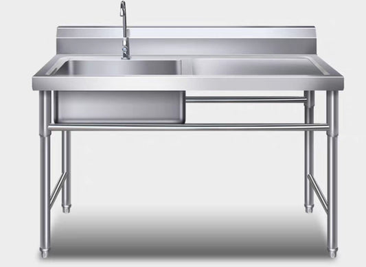 Stainless Steel Freestanding Left or Right Sink with bench + splash back 1200*600*900mm