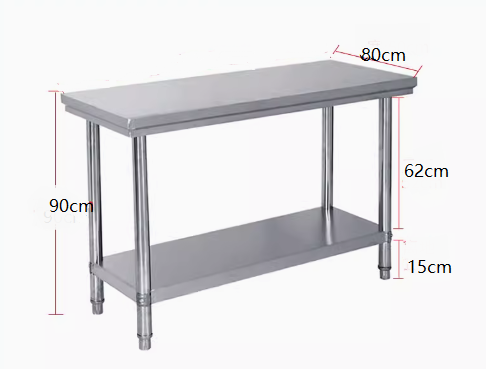 Kitchen workbench table stainless steel workbench 800mm Deep, 2 tier ...