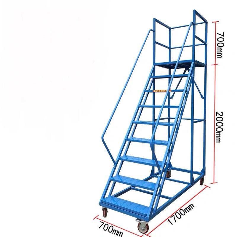 Brand New Rolling /mobile Warehouse Ladder with Work Platform -Blue, M ...