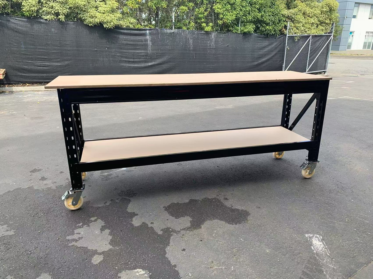 Heavy duty workbench 1000kg carry capacity with 18mm MDF + 4 solid wheels